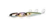 Shimano Waxwing Jigs in Boy size (from left): Black Chrome, Ghost Purple, Bunker