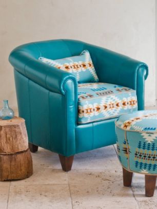 Daltry Pendleton Teal Leather Chair