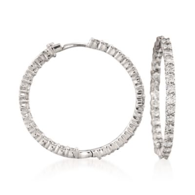 Roberto Coin 2.84 ct. t.w. Diamond Inside-Outside Hoop Earrings in 18kt White Gold &mdash; Alt Image 1