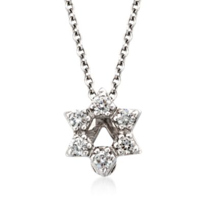 Roberto Coin "Tiny Treasures" Diamond Accent Star of David Necklace in 18kt White Gold. Pendant &mdash; Alt Image 1