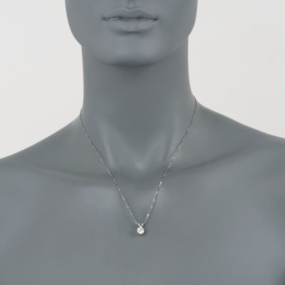 1.00 Carat Round Diamond Pendant in 14kt White Gold. 18" &mdash; Alt Image 2