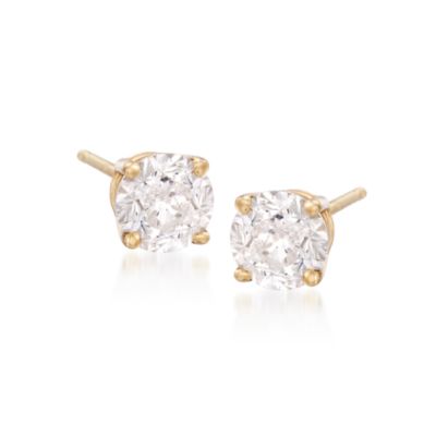 1.00 ct. t.w. CZ Stud Earrings In 14kt Yellow Gold &mdash; Alt Image 1