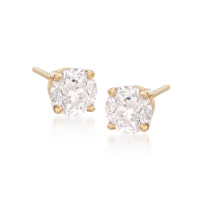 2.00 ct. t.w. CZ Stud Earrings In 14kt Yellow Gold &mdash; Alt Image 1