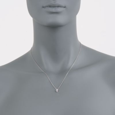 Roberto Coin .11 ct. t.w. Diamond Cross Necklace in 18kt White Gold. 16" &mdash; Alt Image 2