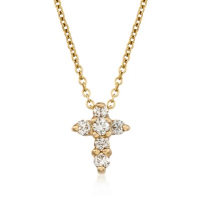 Roberto Coin .11 ct. t.w. Diamond Cross Necklace in 18kt Yellow Gold &mdash; Alt Image 1