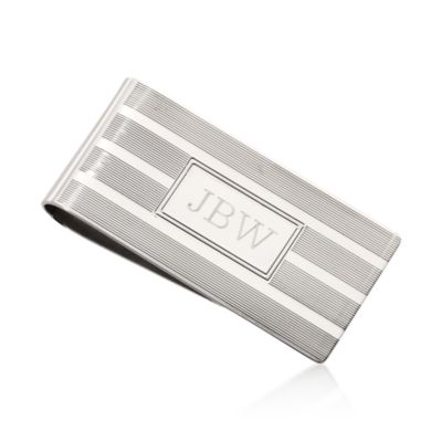 Sterling Silver Striped Money Clip &mdash; Alt Image 1