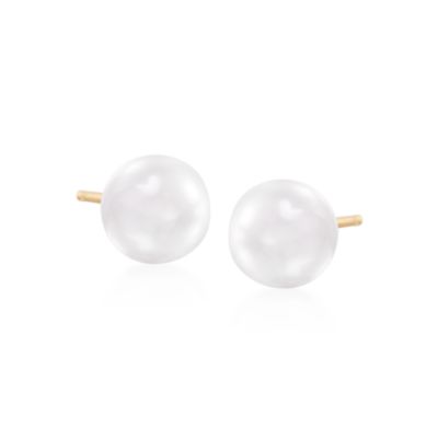 6.5-7mm Cultured Akoya Pearl Earrings In 14kt Yellow Gold   &mdash; Alt Image 1