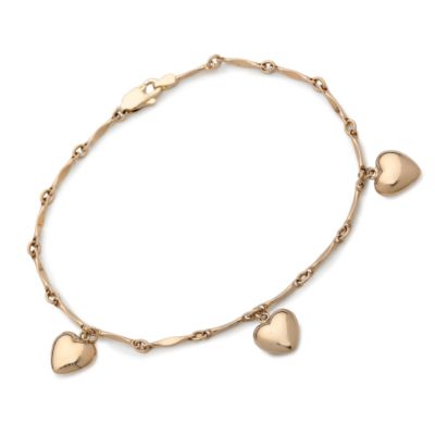 Child's 14kt Yellow Gold Heart Charm Bracelet. 6" &mdash; Alt Image 1