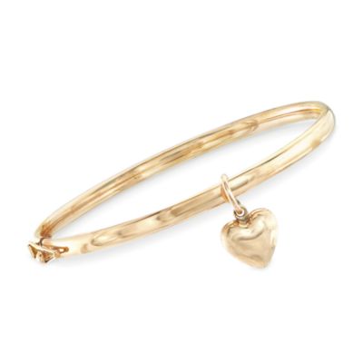 Child's 14kt Yellow Gold Baby Bangle Heart Bracelet. 1.75" &mdash; Alt Image 1