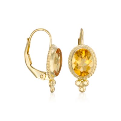 3.20 ct. t.w. Citrine Drop Earrings in 14kt Yellow Gold  &mdash; Alt Image 2