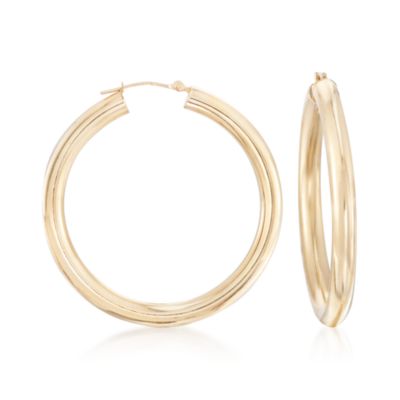 14kt Yellow Gold Tube-Style Hoop Earrings  &mdash; Alt Image 1