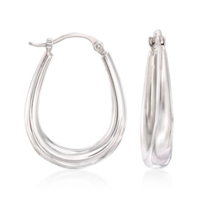 14kt White Gold Hoop Earrings  &mdash; Alt Image 1