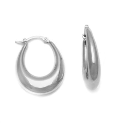14kt White Gold Oval Hoop Earrings  &mdash; Alt Image 1