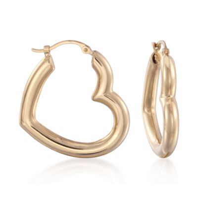 14kt Yellow Gold Heart-Shaped Hoop Earrings  &mdash; Alt Image 1
