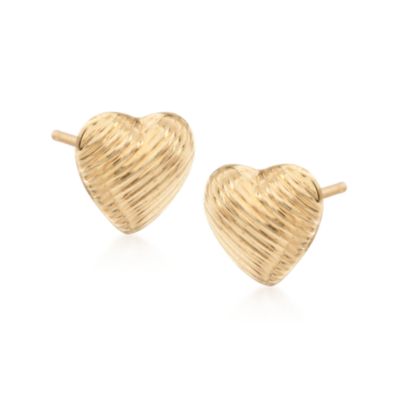 Heart-Motif Earrings in 14kt Yellow Gold &mdash; Alt Image 1