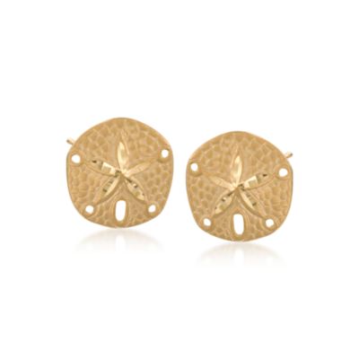 14kt Yellow Gold Sand Dollar Earrings  &mdash; Alt Image 1