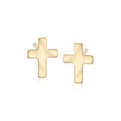 14kt Yellow Gold Cross Earrings &mdash; Alt Image 1