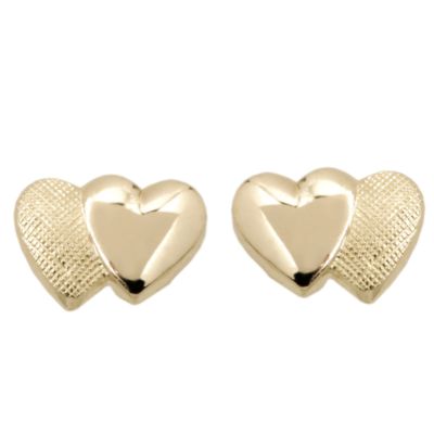 Child's 14kt Yellow Gold Double Heart Post Earrings &mdash; Alt Image 1