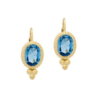 1.60 ct. t.w. Blue Topaz Dangle Earrings in 14kt Yellow Gold &mdash; Alt Image 1