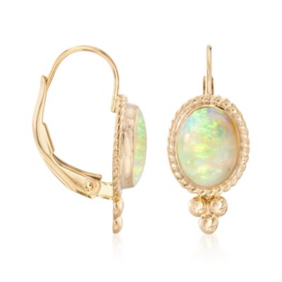 Opal Twist Edge Earrings in 14kt Yellow Gold &mdash; Alt Image 2