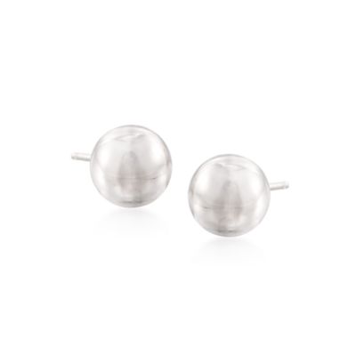 14kt White Gold 7mm Ball Stud Earrings   &mdash; Alt Image 1