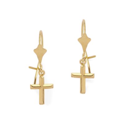 14kt Yellow Gold Cross Earrings &mdash; Alt Image 1