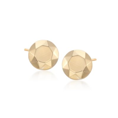 Faceted Stud Earrings in 14kt Yellow Gold &mdash; Alt Image 1