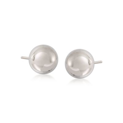 14kt White Gold 8mm Domed Stud Earrings &mdash; Alt Image 1