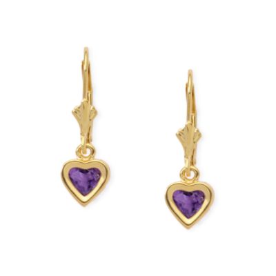 .40 ct. t.w. Amethyst Heart Dangle Earrings In 14kt Yellow Gold &mdash; Alt Image 1