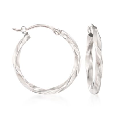 Twist-Motif Hoops in 14kt White Gold &mdash; Alt Image 1