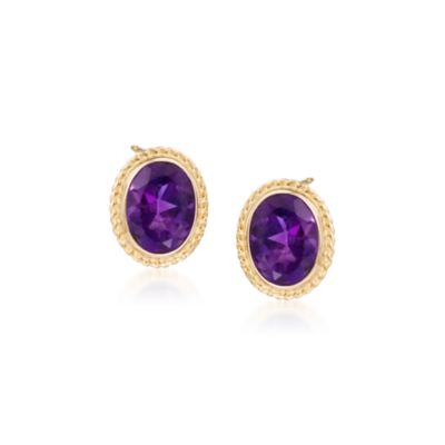 2.50 ct. t.w. Amethyst Twist Edge Earrings in 14kt Yellow Gold &mdash; Alt Image 1