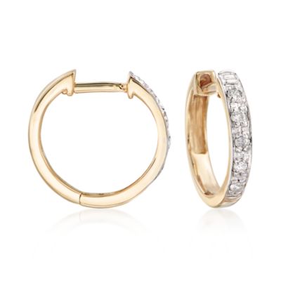 Diamond Huggie Hoop Earrings in 14kt Yellow Gold &mdash; Alt Image 1