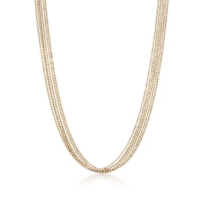 14kt Italian Yellow Gold Six-Strand Beaded Necklace. 24" &mdash; Alt Image 1
