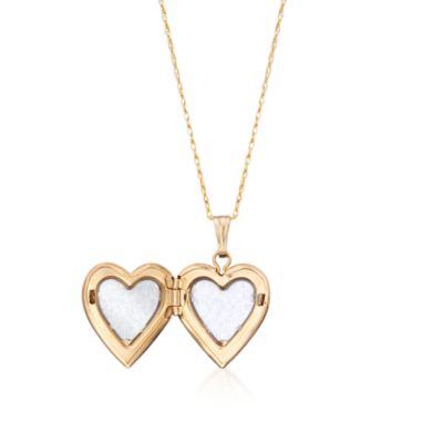 Child's 14kt Yellow Gold Heart Locket Pendant With Floral Engraving. 15" &mdash; Alt Image 2