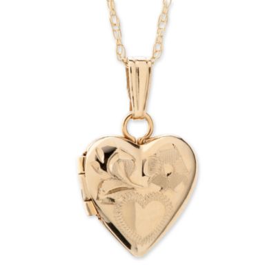 Child's 14kt Yellow Gold Heart Locket Necklace. 13" &mdash; Alt Image 1