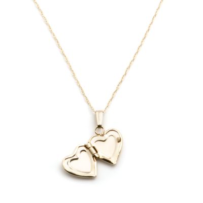 Child's 14kt Yellow Gold Heart Locket Necklace. 13" &mdash; Alt Image 2
