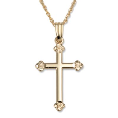 14kt Yellow Gold Cross Necklace. 18" &mdash; Alt Image 1