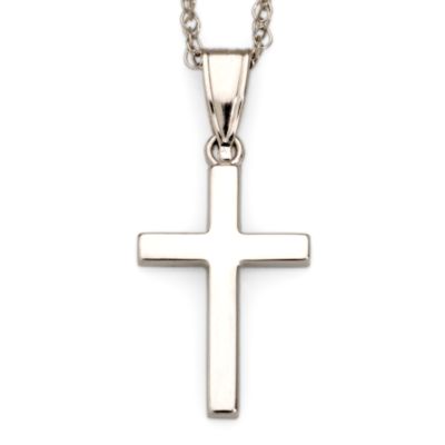 14kt White Gold Cross Necklace &mdash; Alt Image 1