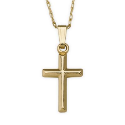 Child's 14kt Yellow Gold Cross Necklace. 15" &mdash; Alt Image 1