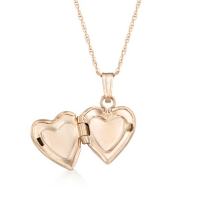 Child's 14kt Yellow Gold Diamond-Accented Heart Locket Necklace. 15" &mdash; Alt Image 2