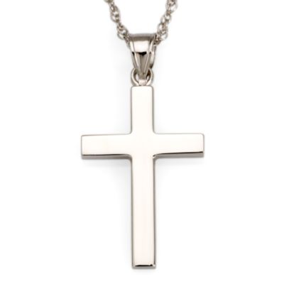 14kt White Gold Cross Necklace   &mdash; Alt Image 1