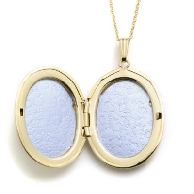 14kt Yellow Gold Large Oval Engraved Locket With Chain. 18" &mdash; Alt Image 2