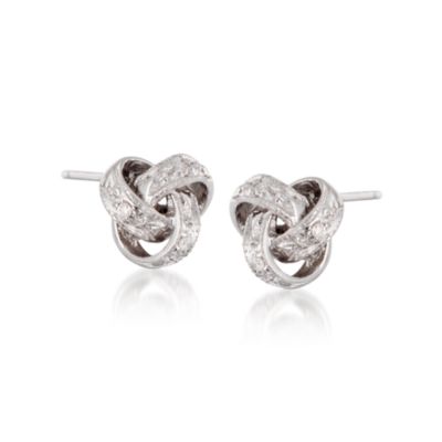 Diamond Accent Love Knot Earrings in 14kt White Gold  &mdash; Alt Image 1