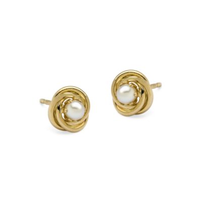 3mm Cultured Pearl Earrings In 14kt Yellow Gold &mdash; Alt Image 1