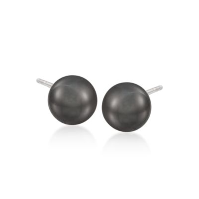 Mikimoto 9mm Black South Sea Pearl Earrings in 18kt White Gold &mdash; Alt Image 1