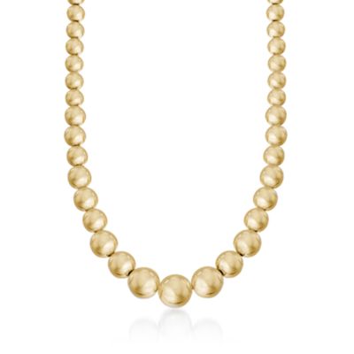 14kt Yellow Gold Graduated 6-12mm Bead Necklace &mdash; Alt Image 1