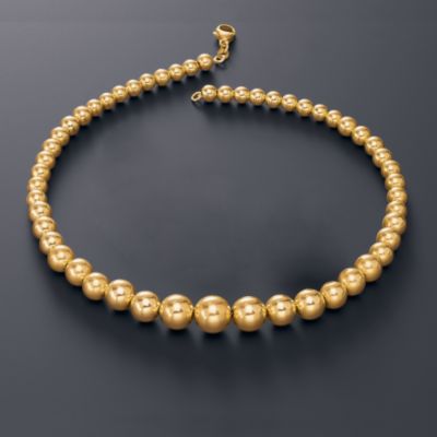 14kt Yellow Gold Graduated 6-12mm Bead Necklace &mdash; Alt Image 2