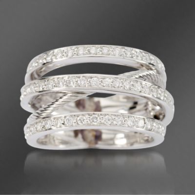 Charriol .85 ct. t.w. Diamond Ring In 18kt White Gold. Size 6 1/2 &mdash; Alt Image 1