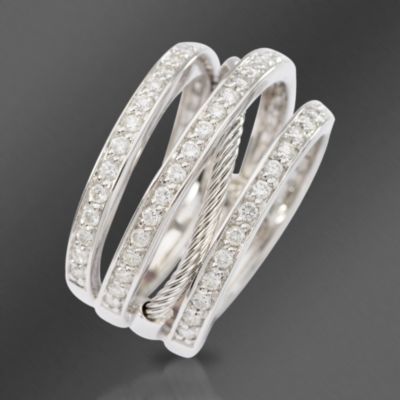 Charriol .85 ct. t.w. Diamond Ring In 18kt White Gold. Size 6 1/2 &mdash; Alt Image 2
