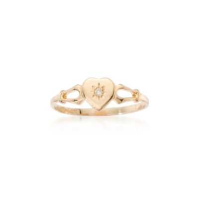 14kt Yellow Gold Heart Ring With Diamond Accent. Size 4 &mdash; Alt Image 1